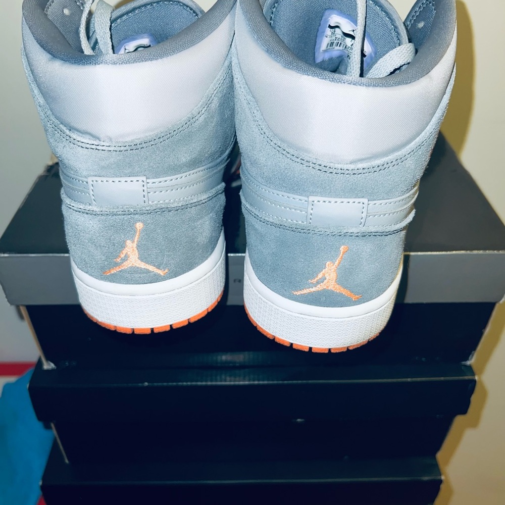 Air Jordan 1’s Gray and Orange Sneakers - Picture 4 of 6